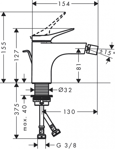 Hansgrohe Vivenis egykaros bidécsaptelep automata lefolyógarnitúrával, króm 75200000