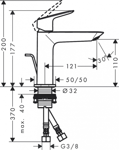 Hansgrohe Logis Fine egykaros mosdócsaptelep 110, automata lefolyógarnitúrával, króm 71251000