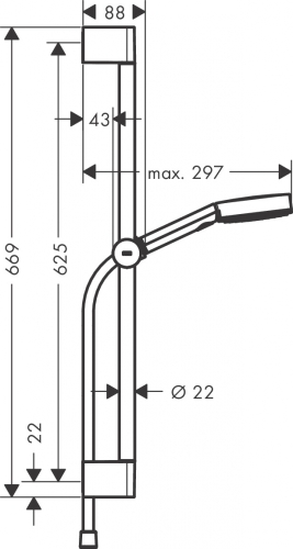 Hansgrohe Pulsify Select zuhanyszett 105, 3 jet Relaxation, 65 cm-es zuhanyrúddal, matt fekete 24160670