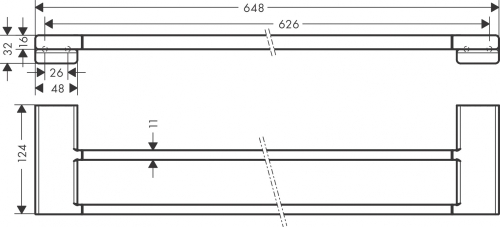 Hansgrohe AddStoris fürdőlepedő tartó dupla sínnel, szálcsiszolt bronz 41743140