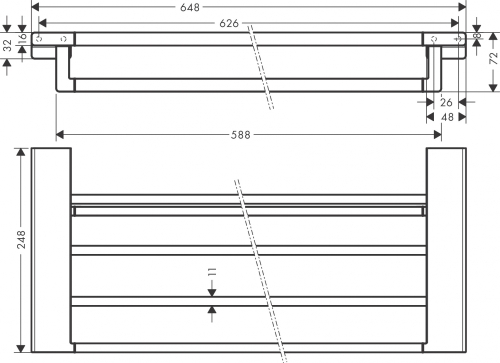 Hansgrohe AddStoris törölközőtartó polc, matt fekete 41751670