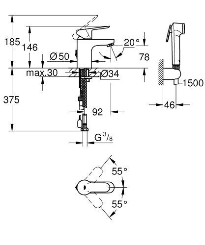 Grohe BauEdge egykaros mosdócsaptelep S-es méret 23757000