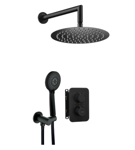 Deante Arnika termosztátos falsík alatti zuhanyszett, fekete BXYZNEBT