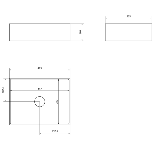 Sapho FORMIGO beton mosdó, 47,5x13x36,5cm, réz FG113
