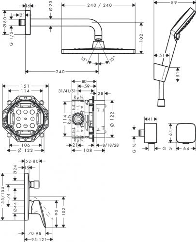 Hansgrohe Crometta E Zuhanyrendszer 240, 1 jet, egykaros csapteleppel 27957000