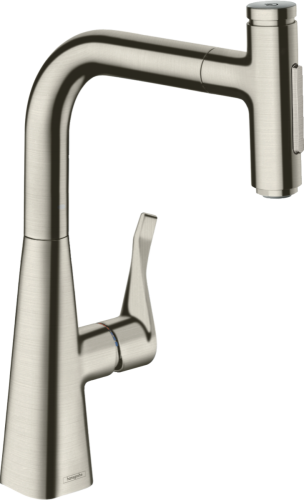 Hansgrohe Metris Select M71 M7117-H240 egykaros konyhai csaptelep kihúzható kifolyóval, rozsdamentes acél hatású 73822800