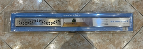 Alcaplast Komfort CPZ8 műanyag zuhanyfolyóka fém hullám ráccsal 850 mm (K)