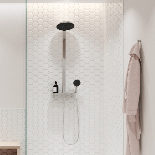 Hansgrohe Pulsify Showerpipe 260, 2 jet EcoSmart, és ShowerTablet Select 400, króm 24241000