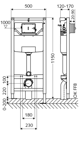 SCHELL MONTUS C 120 WC-szerelőmodul + fali tartószettel és zajvédő lappal 030570099