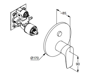 KLUDI PURE&SOLID falsík alatti kád/zuhanycsap Push, króm 346630575