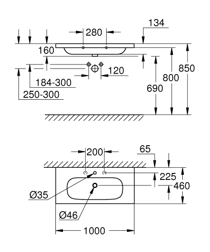 Grohe Euro Ceramic mosdó 100x46 cm 3958500H (K)