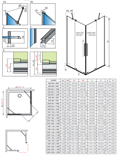 Radaway Furo KDD 90 J zuhanykabin (egy ajtó), jobbos 10105090-01-01R