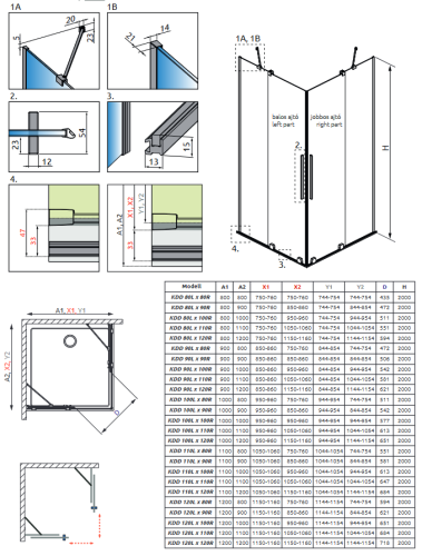 Radaway Furo KDD 100 B zuhanykabin (egy ajtó), balos 10105100-01-01L