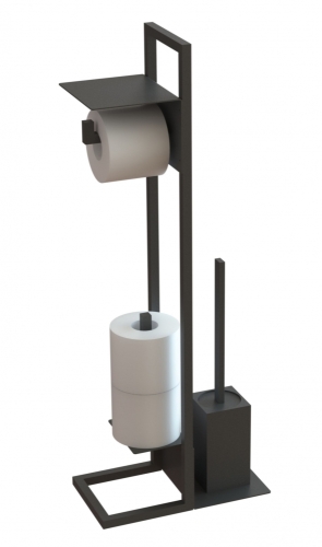 Deante Mokko Nero toalettpapírtartó, polccal és tartalékpapír tartóval, fekete ADM N242