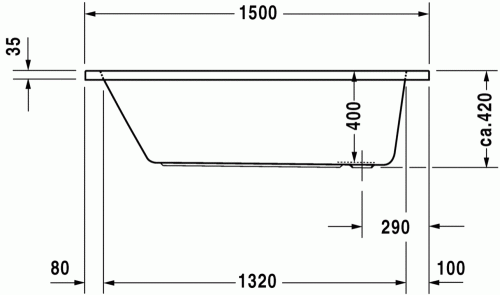 Duravit D-code 150x75 cm egyenes kád 700095