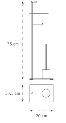 Roltechnik álló wc papír és wc kefetartó polccal, króm 9661