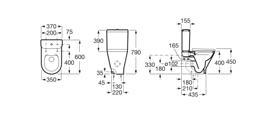 Roca The Gap Round Compact perem nélküli, monoblokk wc csésze A3420N7000