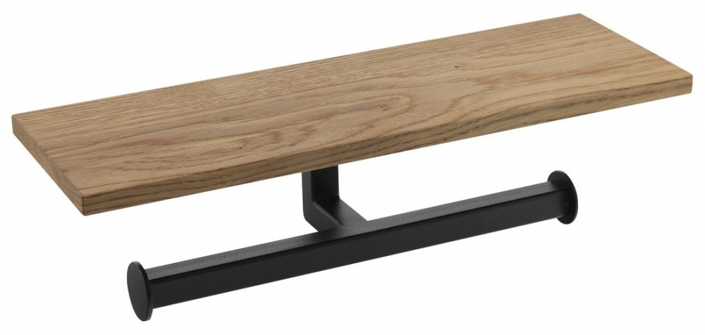 Sapho SKA dupla WC-papírtartó polccal, matt fekete/tölgy SKA425