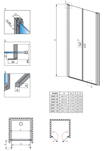 Radaway Nes Black DWD I 80 fekete zuhanyajtó 10027080-54-01