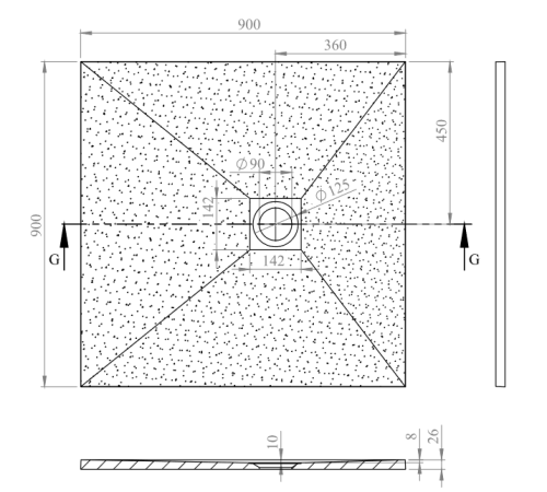 Radaway Kios C 90x90 cm szögletes öntöttmárvány zuhanytálca, bézs KC9090-55