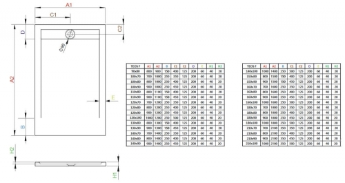 Radaway Teos F 130x90 cm szögletes öntöttmárvány zuhanytálca, cemento HTF13090-74