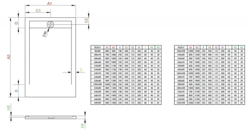 Radaway Teos F 100x70 cm szögletes öntöttmárvány zuhanytálca, fekete HTF10070-54