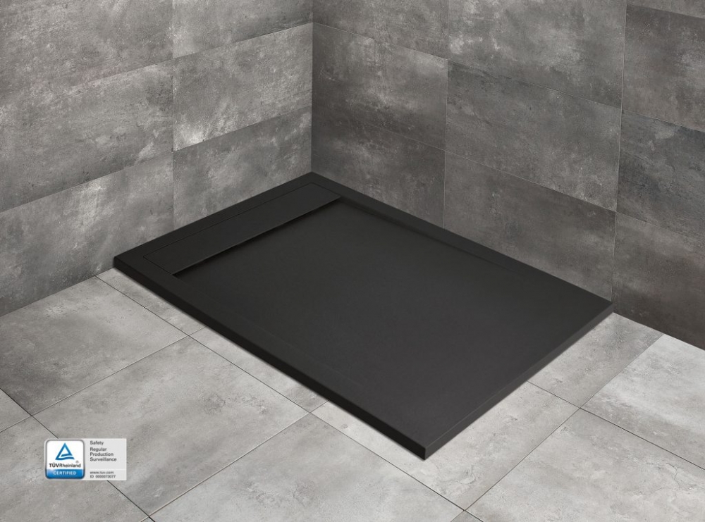 Radaway Teos F 100x70 cm szögletes öntöttmárvány zuhanytálca, fekete HTF10070-54