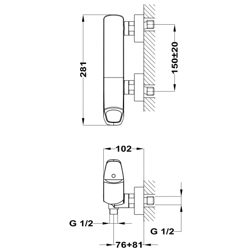 Strohm Teka Sense zuhany csaptelep, merész fekete 91.231.02.0N2 (91231020N2)