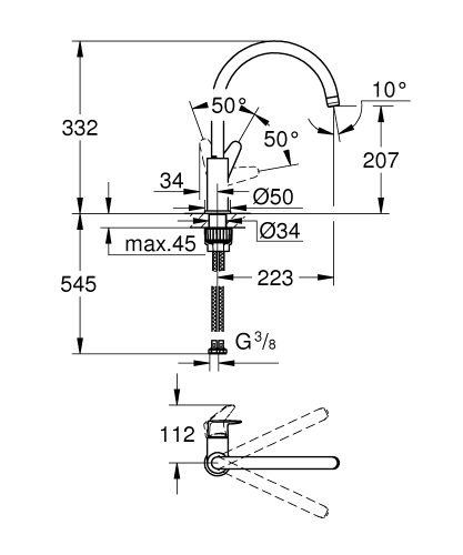 Grohe BauCurve egykaros mosogatócsap 31536001