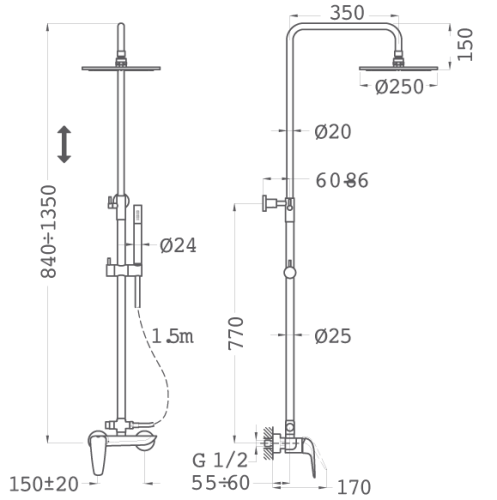 Strohm Teka Itaca zuhanyrendszer, merész fekete 67297020N2