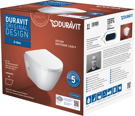 Duravit D-Neo öblítőperem nélküli Duravit Rimless fali Compact wc szett (ülőkével) 45870900A1