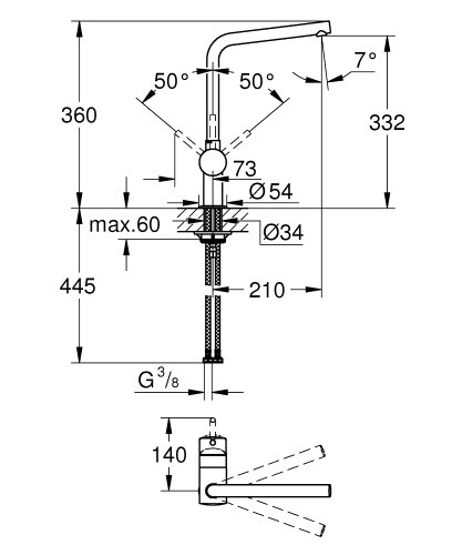 Grohe Minta Egykaros mosogatócsaptelep, matt cool sunrise 31375GN0