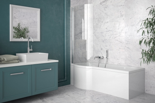 Besco INSPIRO 150x70 cm balos aszimmetrikus kád kádparavánnal WAI-150-NLE