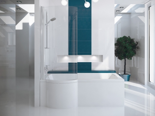 Besco INSPIRO 160x70 cm balos aszimmetrikus kád kádparavánnal WAI-160-NLE