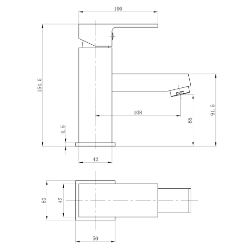 Sapho SMALL mosdócsaptelep, leeresztő nélkül, 155mm, króm SM07