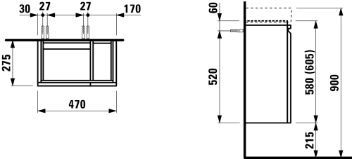 Laufen Pro S alsószekrény 815955 tip. mosdóhoz, matt fehér H4830010954631