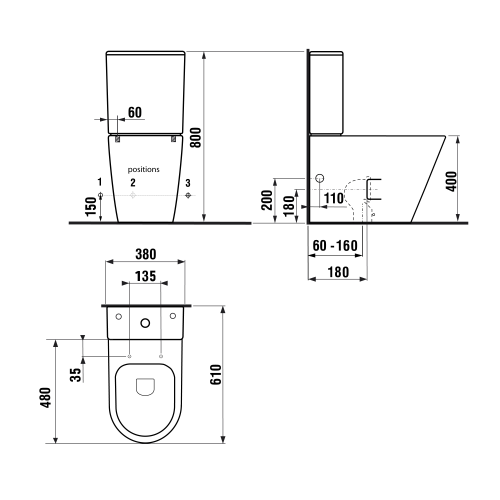 Sapho PACO RIMLESS monoblokkos WC duálgombos öblítőmechanikával, fehér PC1012WR