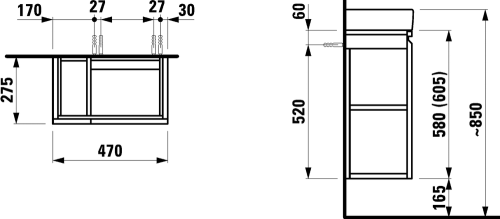 Laufen Pro S alsószekrény 815954 tip. mosdóhoz, grafit H4830020954801