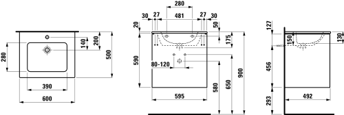 Laufen Pro S alsószekrény mosdóval, matt fehér H8649602601041