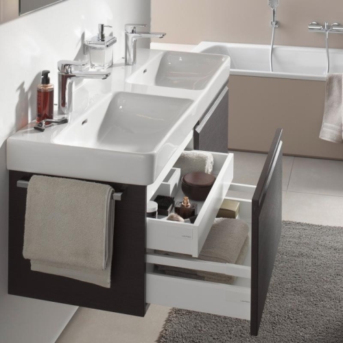 Laufen Pro S alsószekrény H814966 tip. dupla mosdóhoz 2 fiókkal és belső fiókkal, fényes tölgy H4835640964791