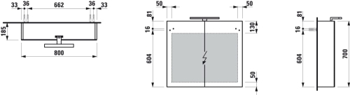 Laufen Base tükrös szekrény 80x70 cm, sötétbarna szil H4028021102631