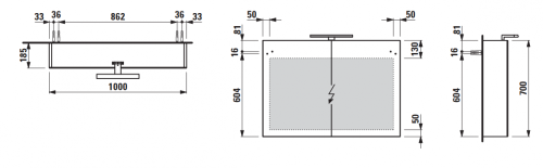 Laufen Base tükrös szekrény 100x70 cm, sötétbarna szil H4028521102631