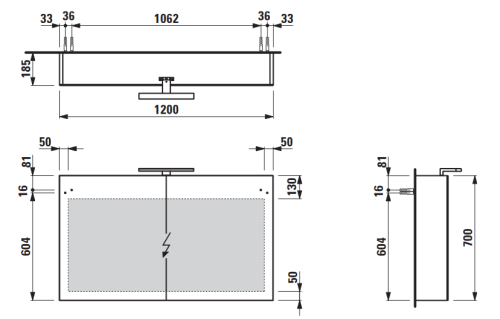 Laufen Base tükrös szekrény 120x70 cm, fényes fehér H4029021102611