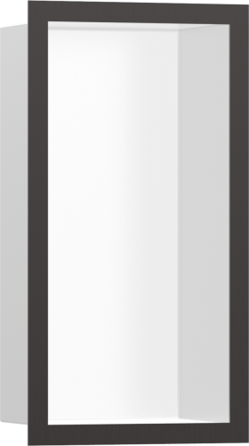 Hansgrohe XtraStoris Individual falfülke matt fehér színben, design kerettel 300/150/100, szálcsiszolt fekete króm 56096340
