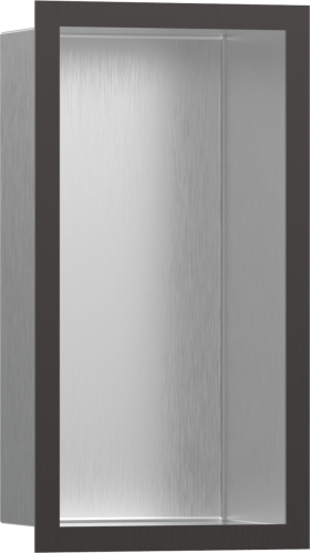 Hansgrohe XtraStoris Individual falfülke szálcsiszolt rozsdamentes acél felülettel, design kerettel 300/150/100, szálcsiszolt fekete króm 56094340