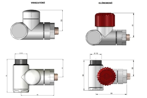 AREZZO design Variopex radiátor szelep fehér, jobb AR-VARIOPEX-W-R