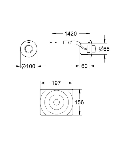 Grohe Surf Pneumatikus működtetésű nyomógomb, króm 37059000