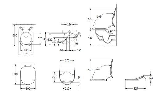 Villeroy & Boch Subway 2.0 ViClean perem nélküli mélyöblítésű fali wc CeramicPlus felülettel 5614R5R1