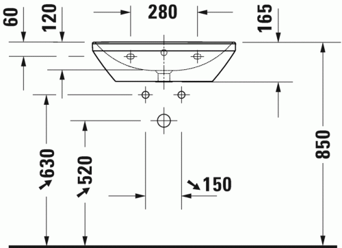 Duravit D-Neo mosdó 60x44 cm csaplyuk nélkül WonderGliss bevonat 23666000601