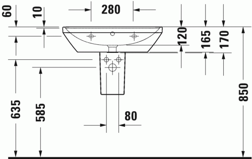 Duravit D-Neo mosdó 65x44 cm csaplyuk nélkül WonderGliss bevonat 23666500601